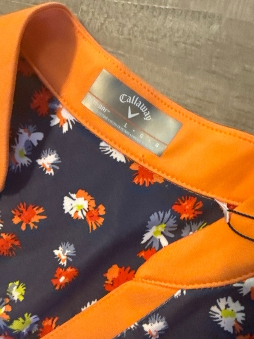 Callaway Navy Floral Sleeveless Women’s Dress with Orange Trim - Picture 3 of 4